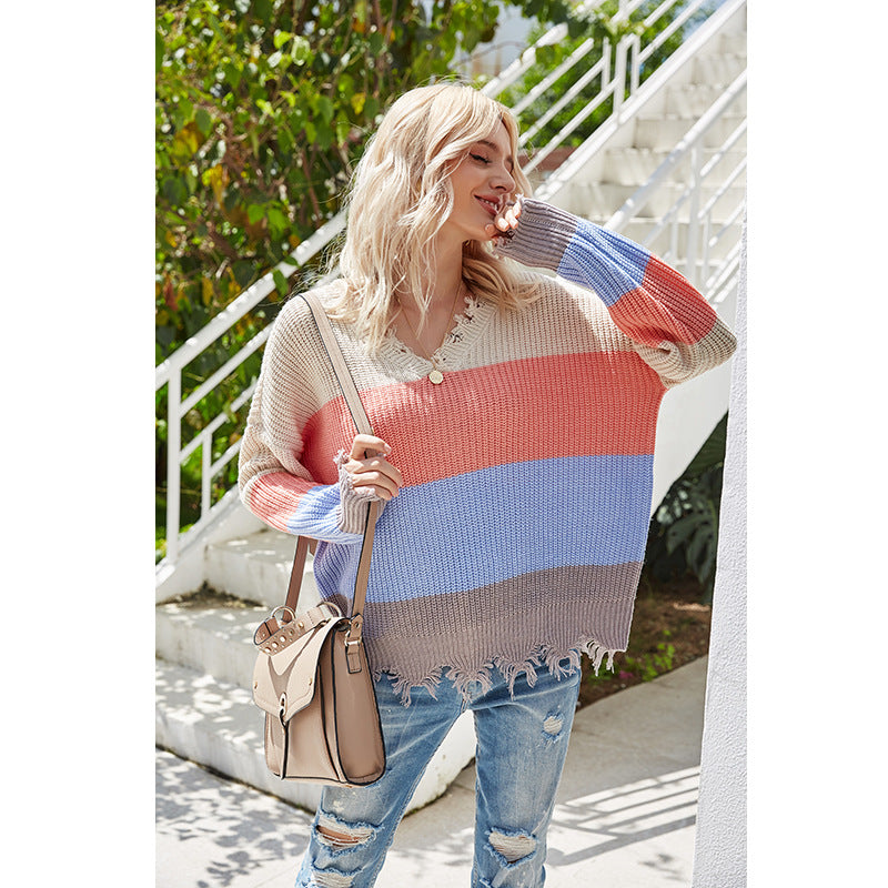 Striped knitted sweater